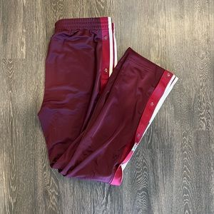 Retro burgundy snap-side Adidas sweats!